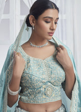 Sky Blue colour Party wear Lehenga Choli looking so Decorative